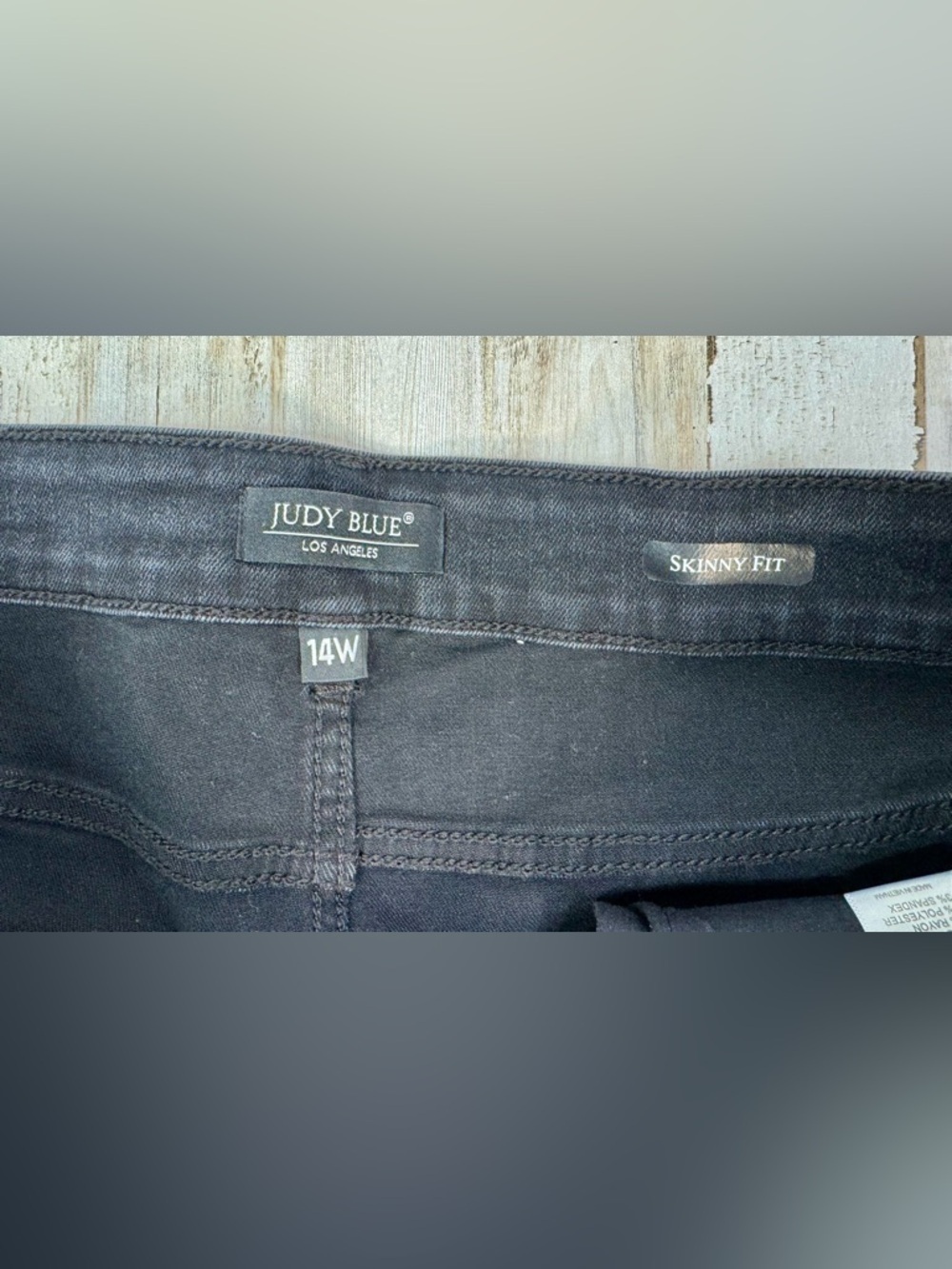 Judy Blue Jeans Womens 14W Black High Rise Distressed Leopard Print Skinny - Picture 4 of 12